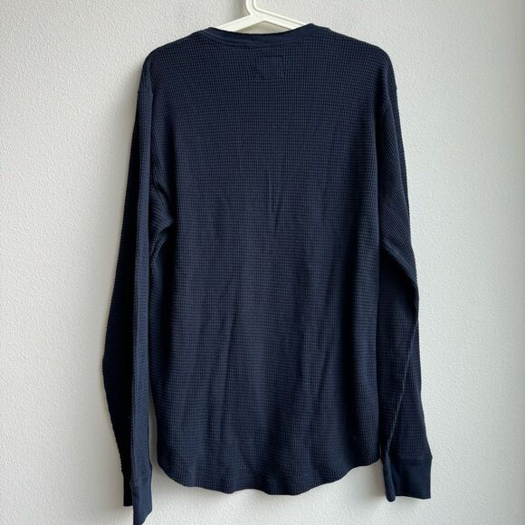 New Abercrombie & Fitch Grid Waffle Long Sleeve Navy Blue Henley Size Size Large - Picture 5 of 5
